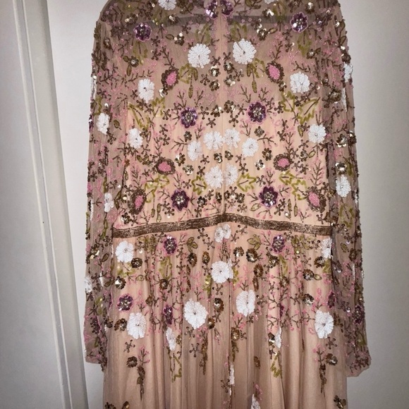 Mac Duggal Pink/Blush Sequin Floral Midi Dress - Picture 5 of 13